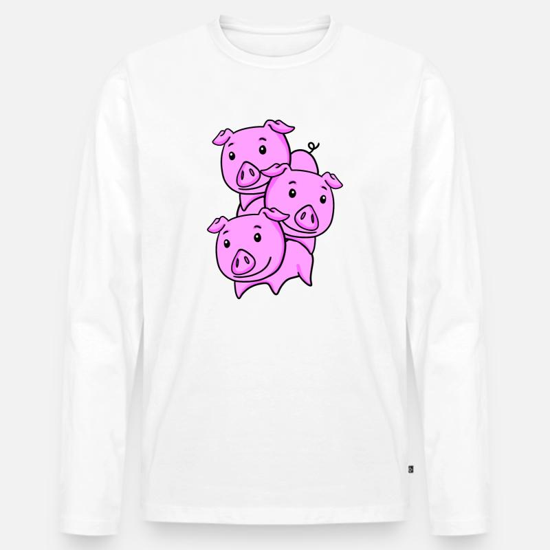 Niedliche Schweine - Männer Premium Bio Langarmshirt - Weiß
