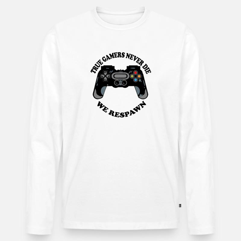 Gaming Krabbe mit Controller-Icons - Männer Premium Bio Langarmshirt - Weiß