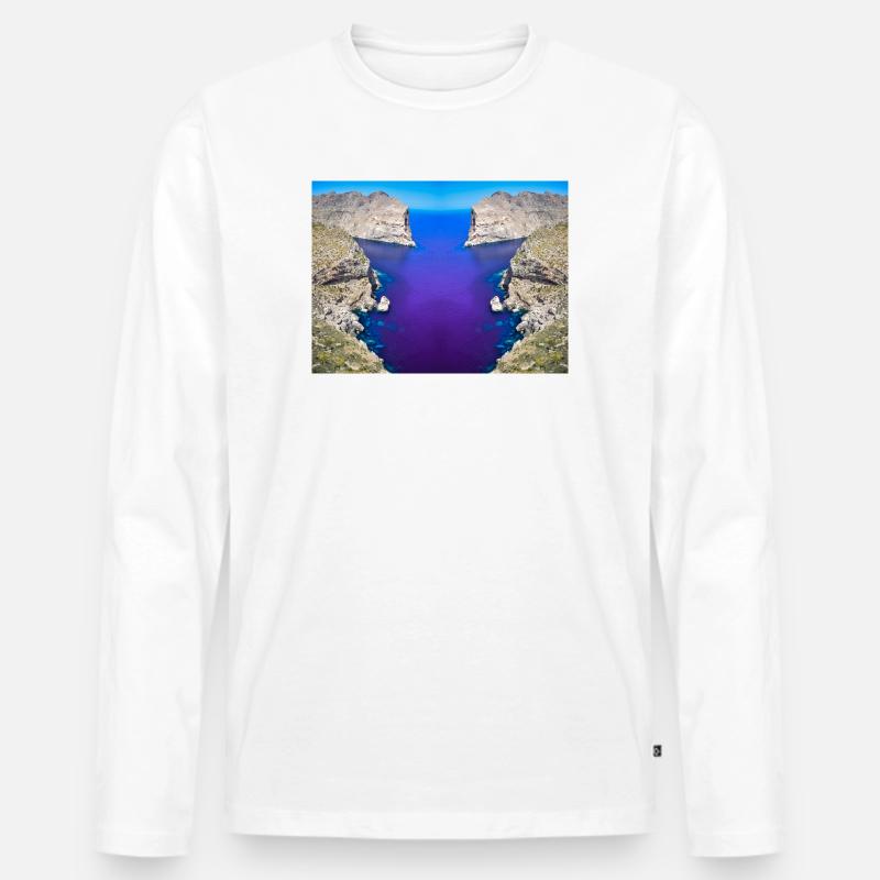 Mallorca Cap Formentor Verfremdung V.1 - Männer Premium Bio Langarmshirt - Weiß
