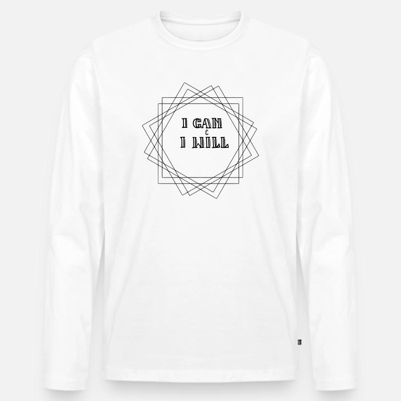 I can I will - Männer Premium Bio Langarmshirt - Weiß