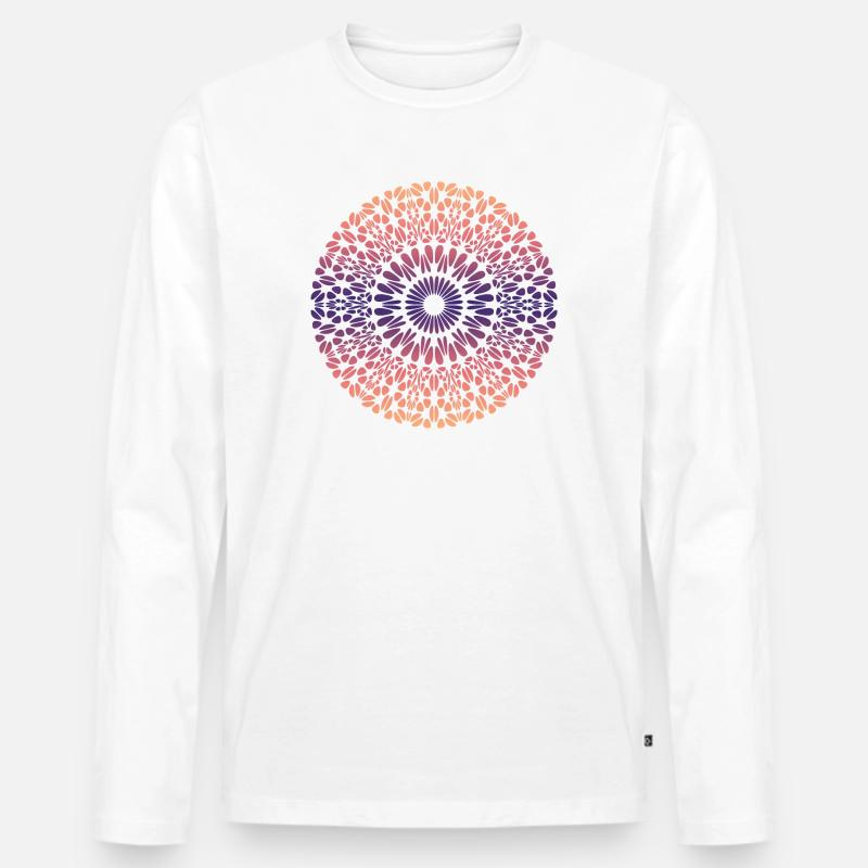 Mandala - Männer Premium Bio Langarmshirt - Weiß