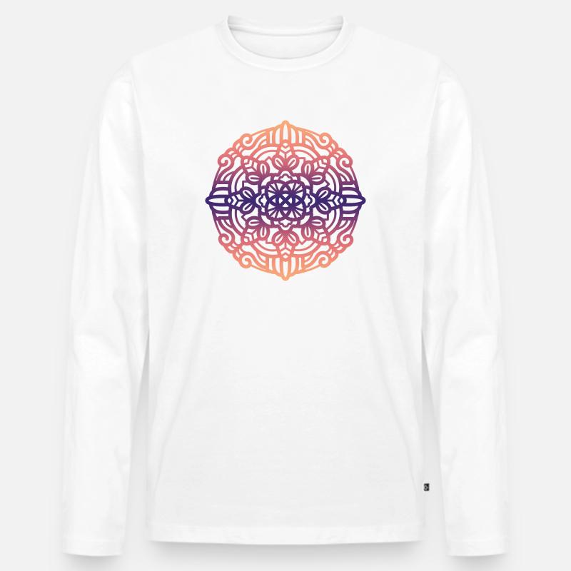 Mandala - Männer Premium Bio Langarmshirt - Weiß