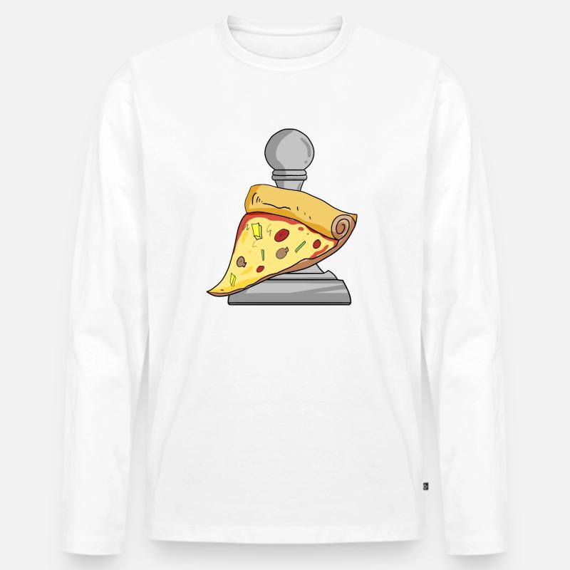 Schach und Pizza - Männer Premium Bio Langarmshirt - Weiß
