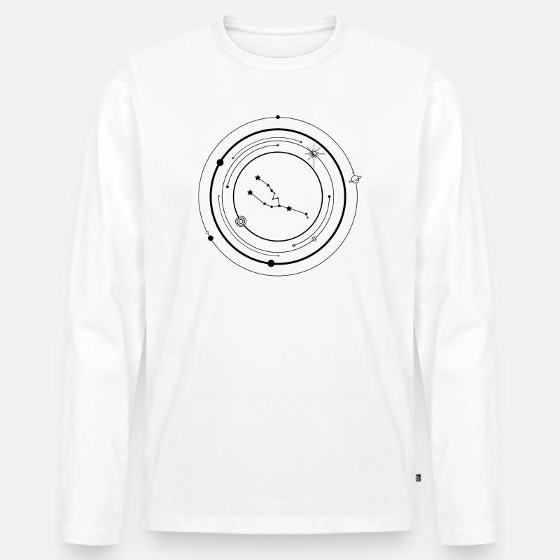 Mitternachts-Tinten-Starburst - Männer Premium Bio Langarmshirt - Weiß
