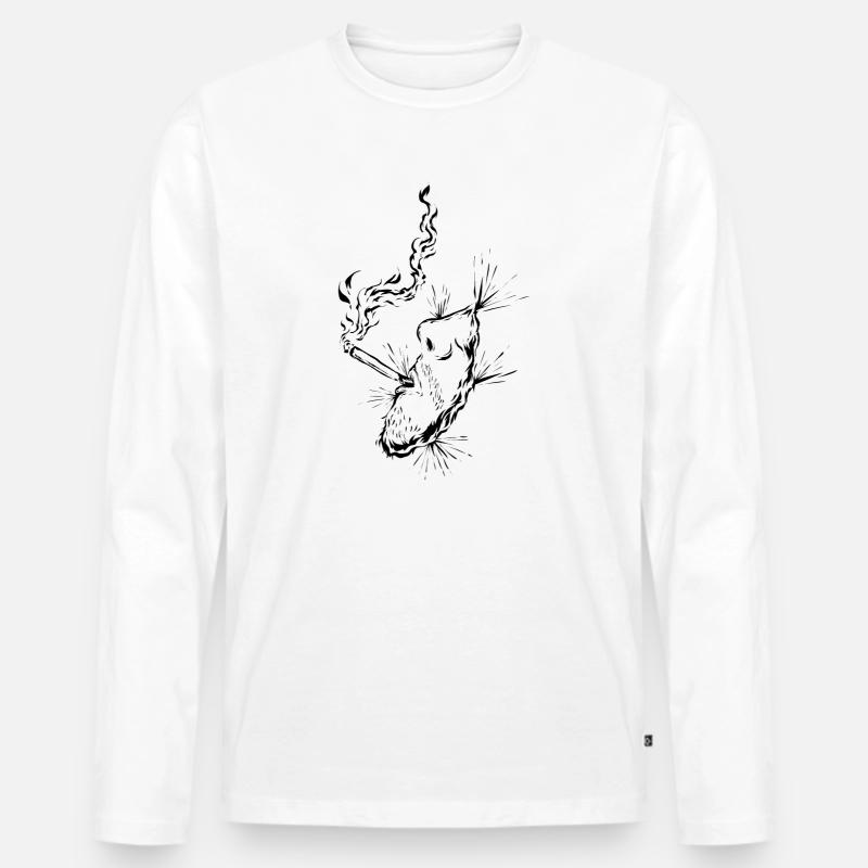 Zigarette Rauchen - Männer Premium Bio Langarmshirt - Weiß