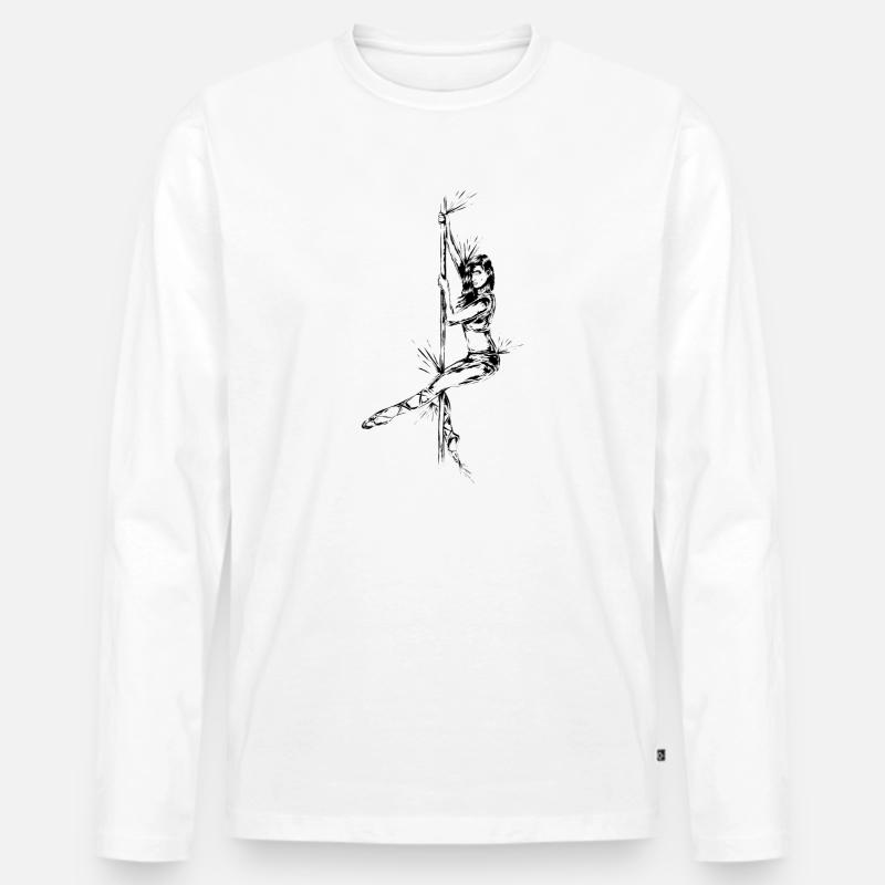 Pole Dance - Männer Premium Bio Langarmshirt - Weiß