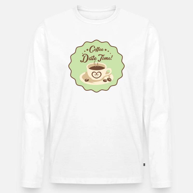 Coffee Date Time - Männer Premium Bio Langarmshirt - Weiß