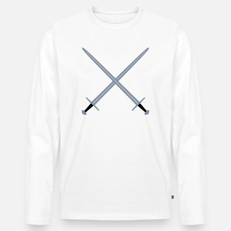 Gekreuzte Schwerter. - Männer Premium Bio Langarmshirt - Weiß