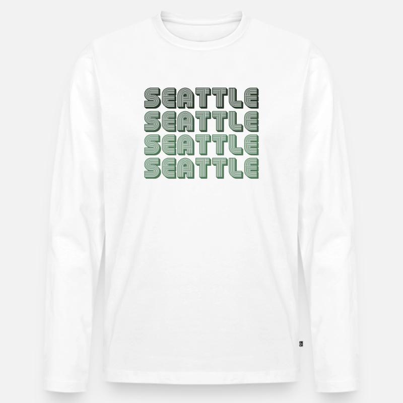 Seattle Blockgrid Muster - Männer Premium Bio Langarmshirt - Weiß