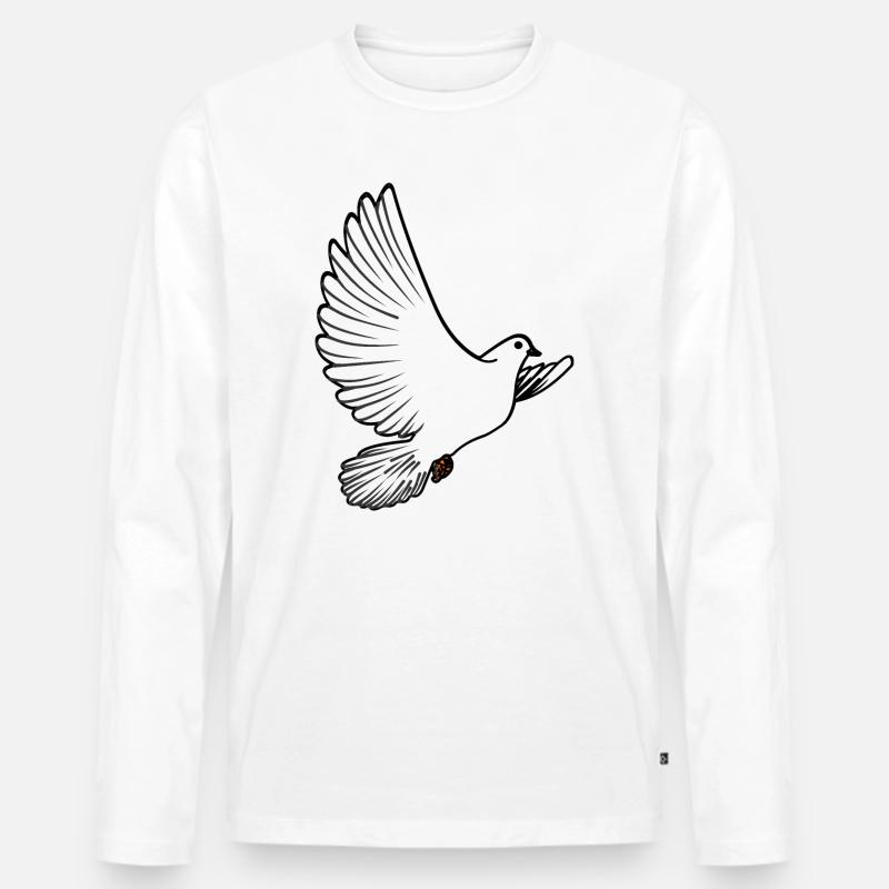 Weiße Taubenbrieftaube Ziertaube oder Friedenstaube - Männer Premium Bio Langarmshirt - Weiß
