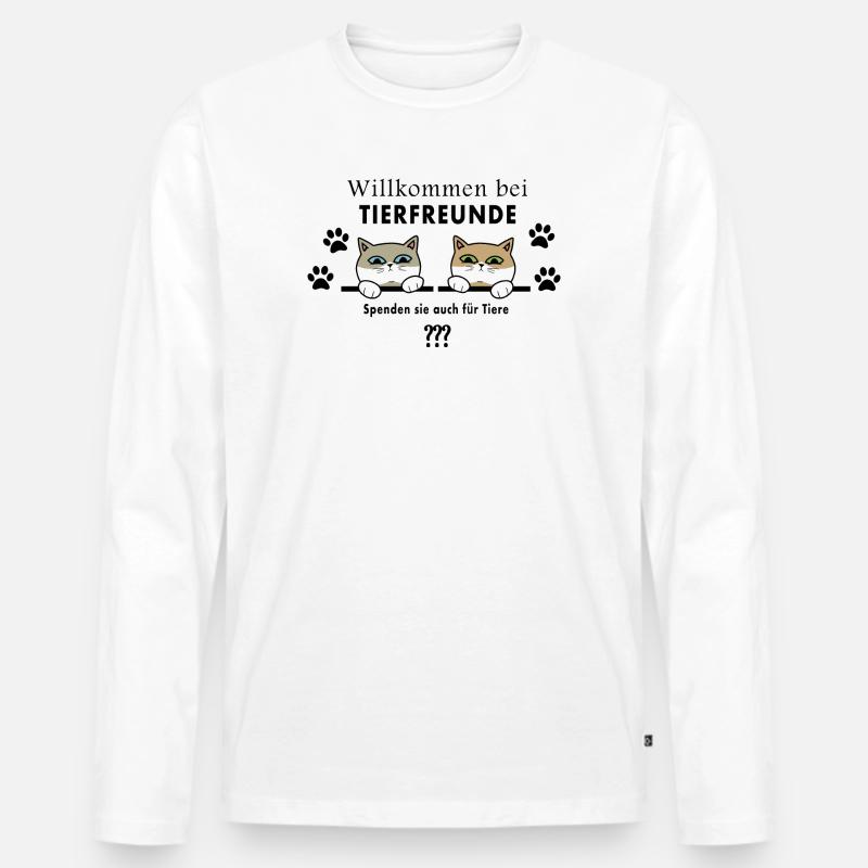 Tierfreunde Katzen - Männer Premium Bio Langarmshirt - Weiß
