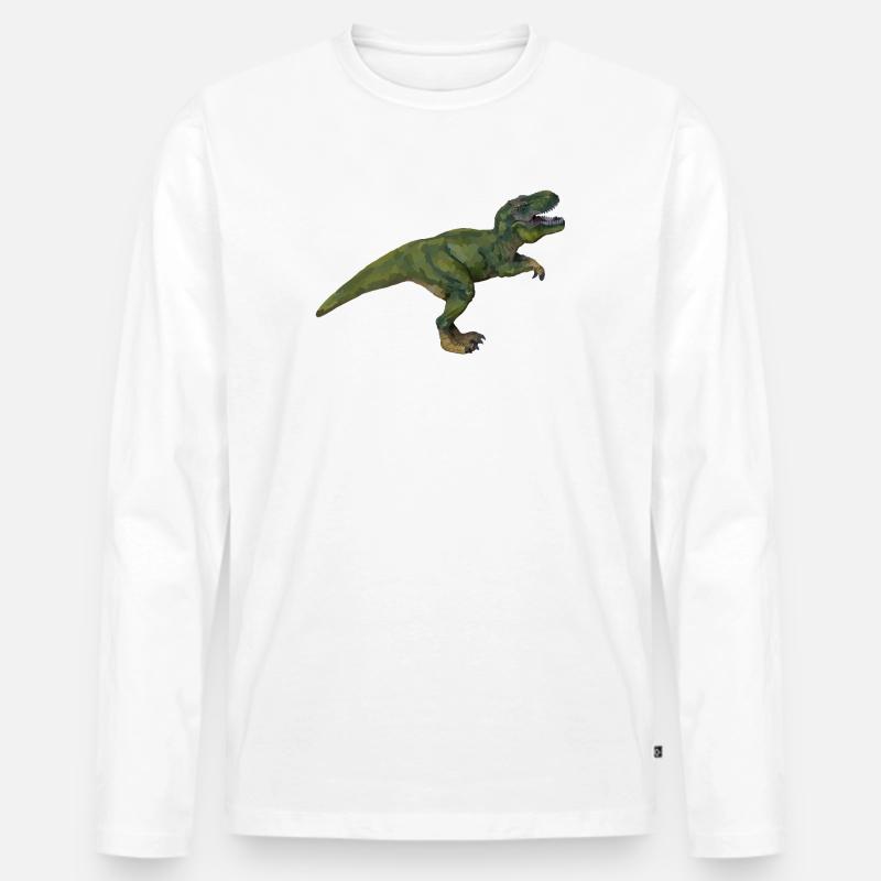 Tom T-Rex - Männer Premium Bio Langarmshirt - Weiß