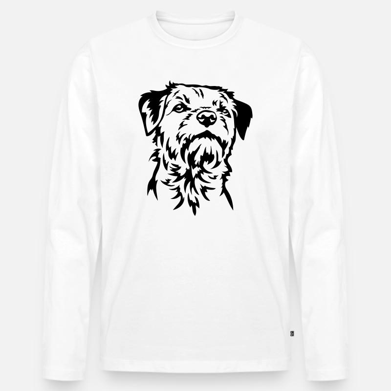 Border Terrier Kopf - Männer Premium Bio Langarmshirt - Weiß