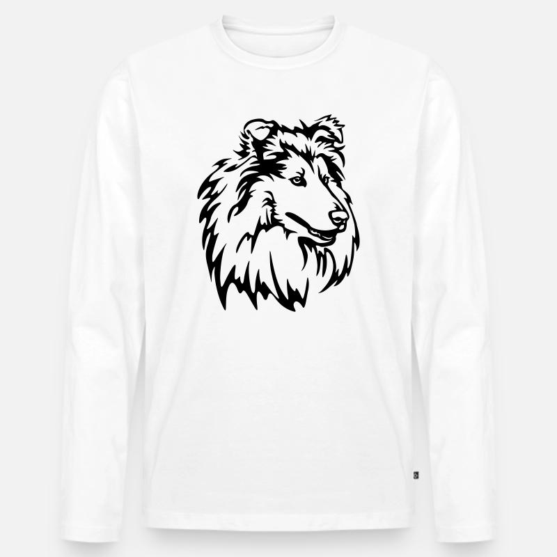 Collie Kopf - Männer Premium Bio Langarmshirt - Weiß