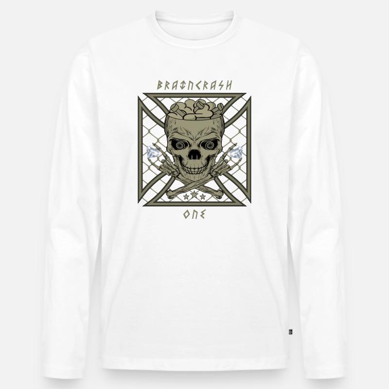 Gehirn Crash eins - Männer Premium Bio Langarmshirt - Weiß