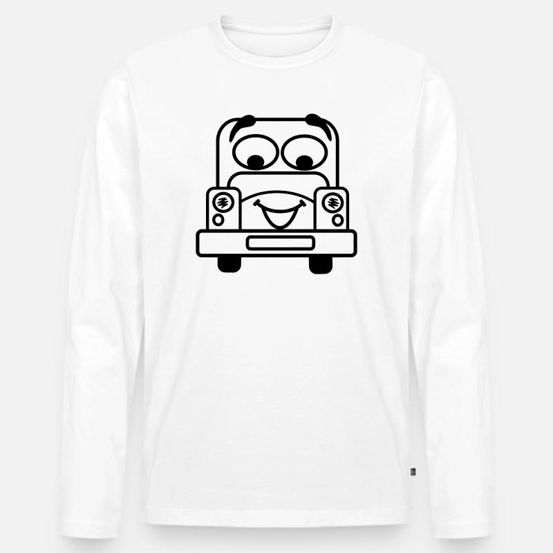 Fröhliches Auto mit transparentem Gesicht - Männer Premium Bio Langarmshirt - Weiß
