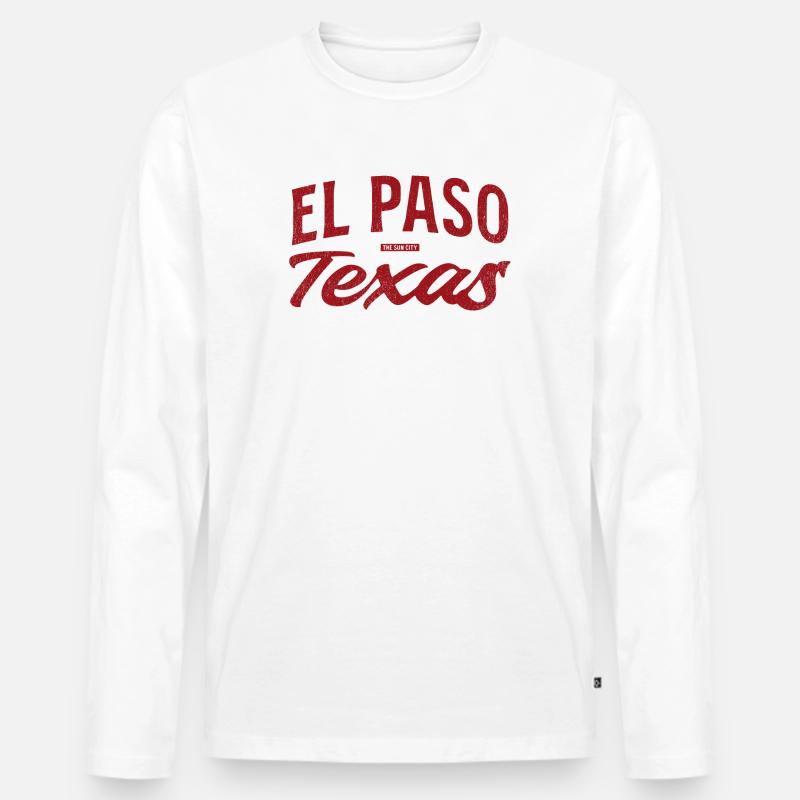 El Paso Texas Retro Script - Männer Premium Bio Langarmshirt - Weiß
