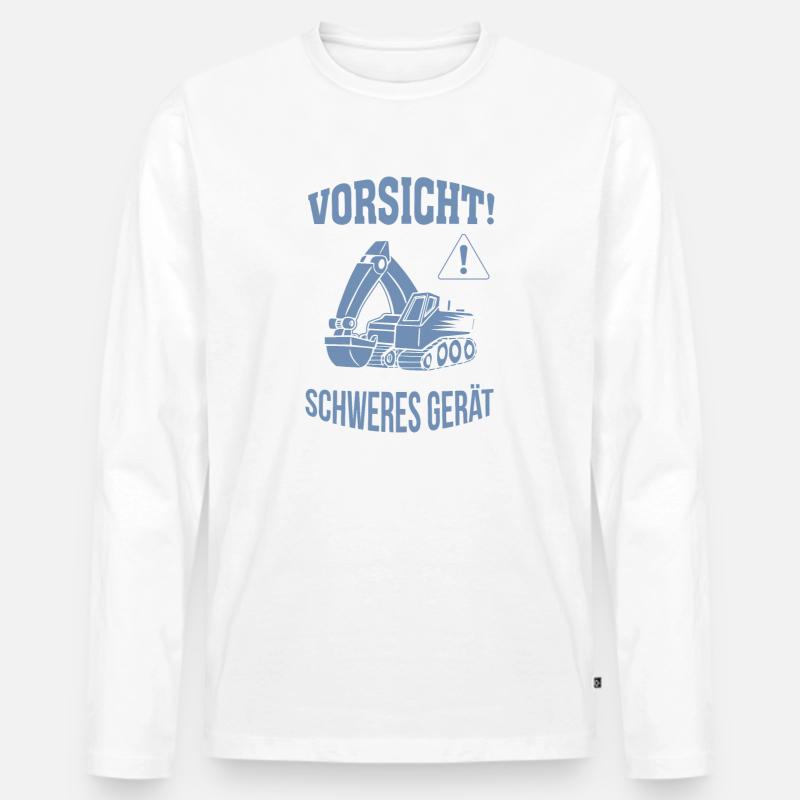 Bagger Baggerfahrer Baugeräteführer Schweres Gerät - Männer Premium Bio Langarmshirt - Weiß