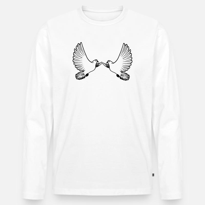 Zwei Tauben transparent - Männer Premium Bio Langarmshirt - Weiß