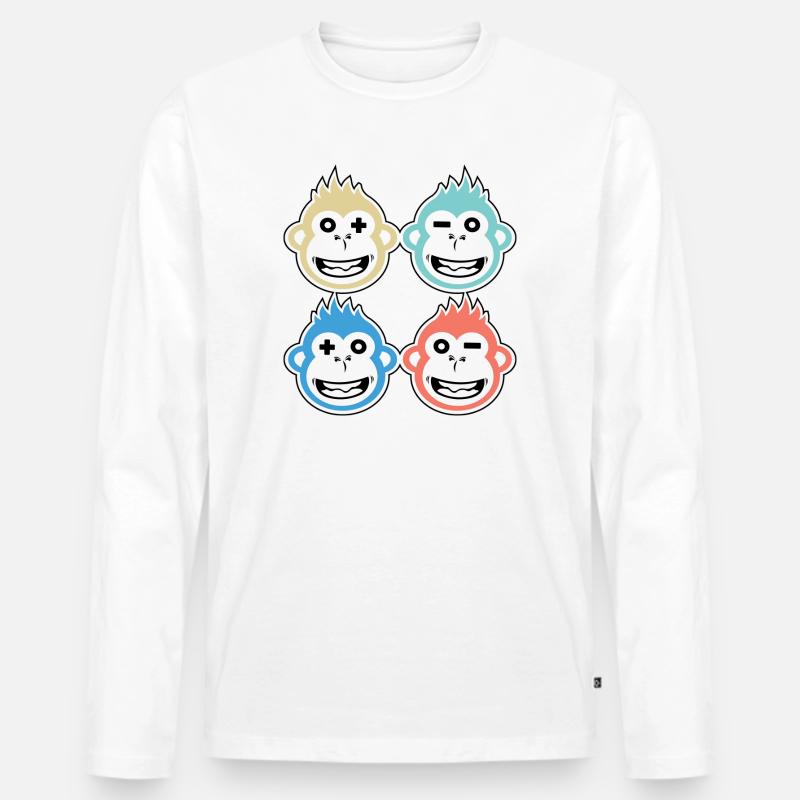 4 glückliche Affen - Männer Premium Bio Langarmshirt - Weiß