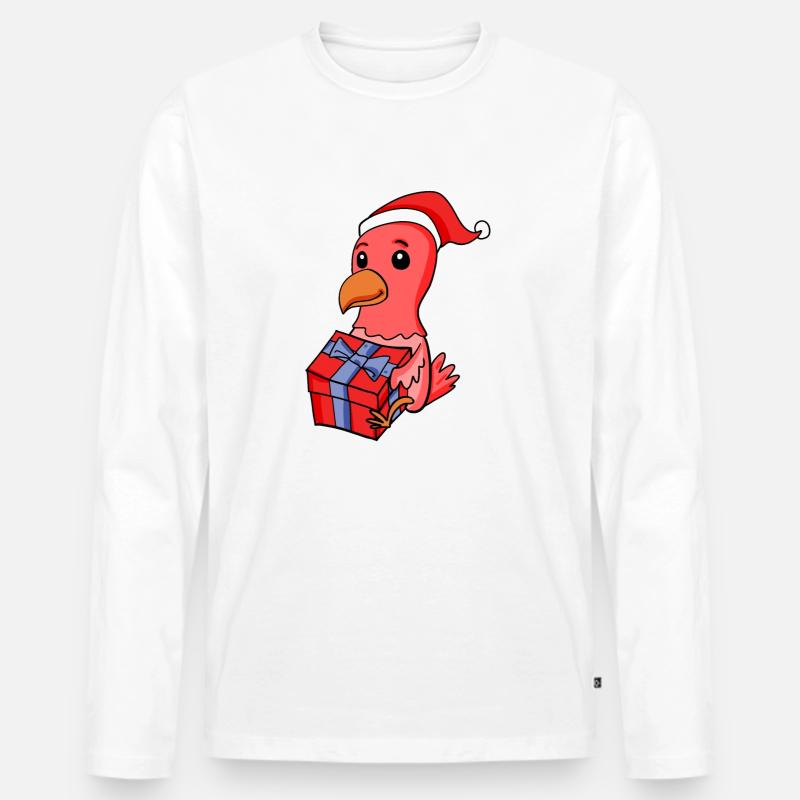 Weihnachten Huhn Baby mit Geschenk - Männer Premium Bio Langarmshirt - Weiß