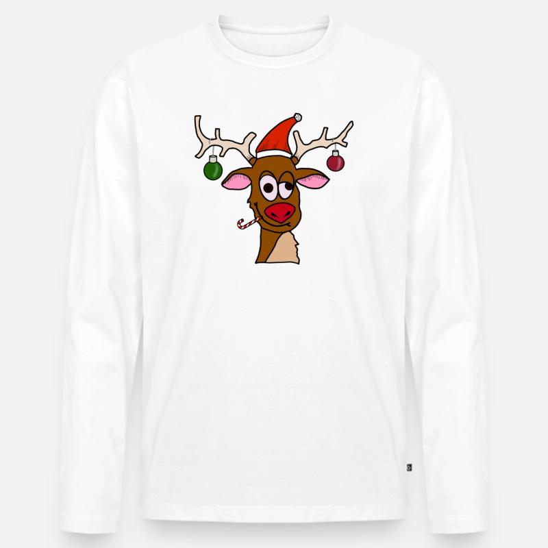 Drunk Reindeer - Männer Premium Bio Langarmshirt - Weiß