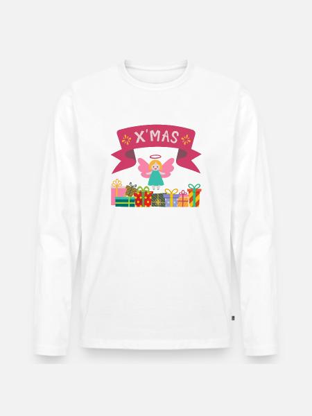 XMAS Engel mit Geschenken - Männer Premium Bio Langarmshirt - Weiß