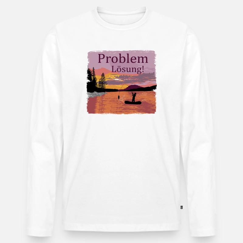 Problem Lösung Angeln - Männer Premium Bio Langarmshirt - Weiß