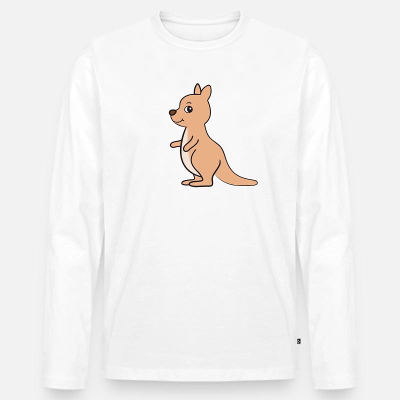 Känguru - Männer Premium Bio Langarmshirt - Weiß