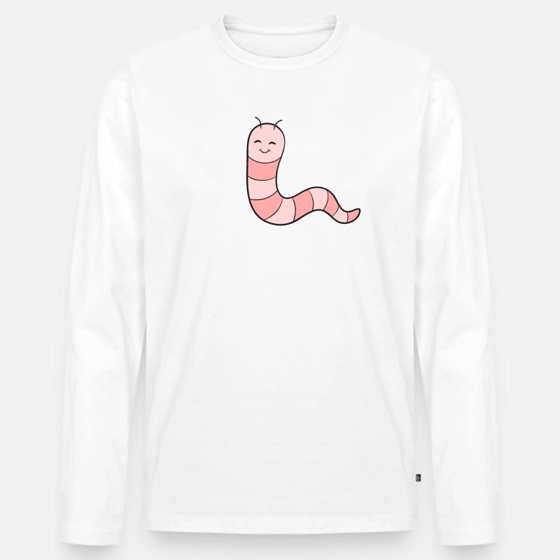 Wurm Regenwurm - Männer Premium Bio Langarmshirt - Weiß
