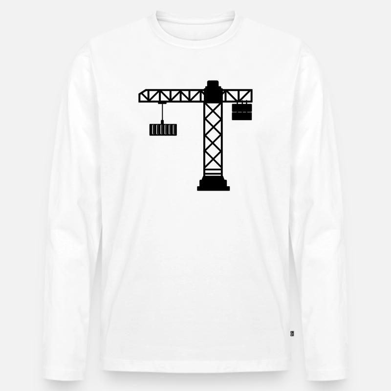Kran mit Seecontainer - Männer Premium Bio Langarmshirt - Weiß