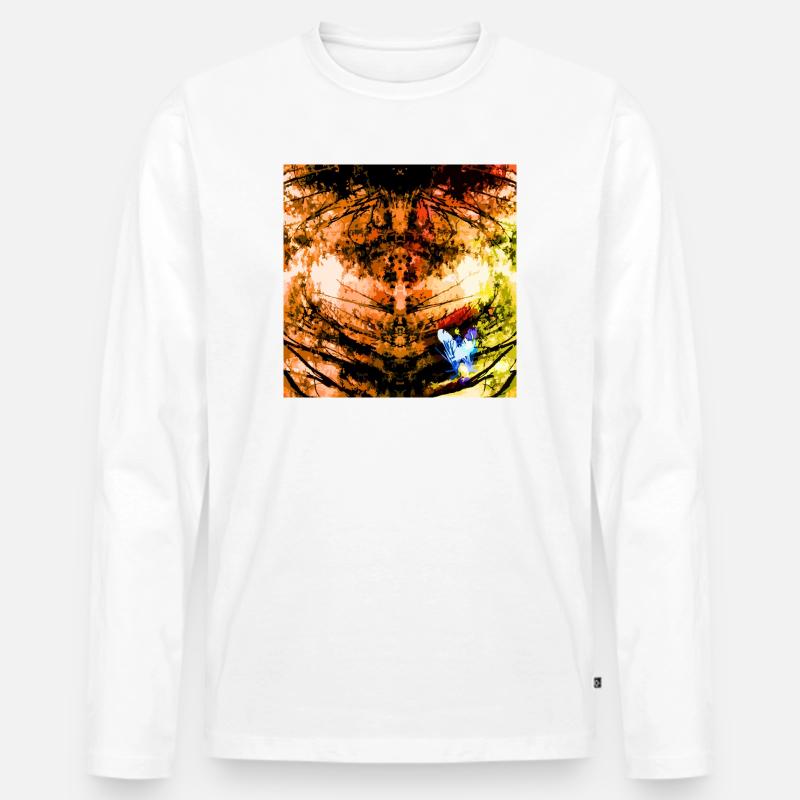 Herbstbaum Radial - Männer Premium Bio Langarmshirt - Weiß