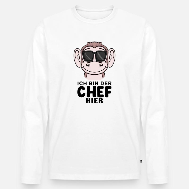 Cool Affe Chef - Männer Premium Bio Langarmshirt - Weiß