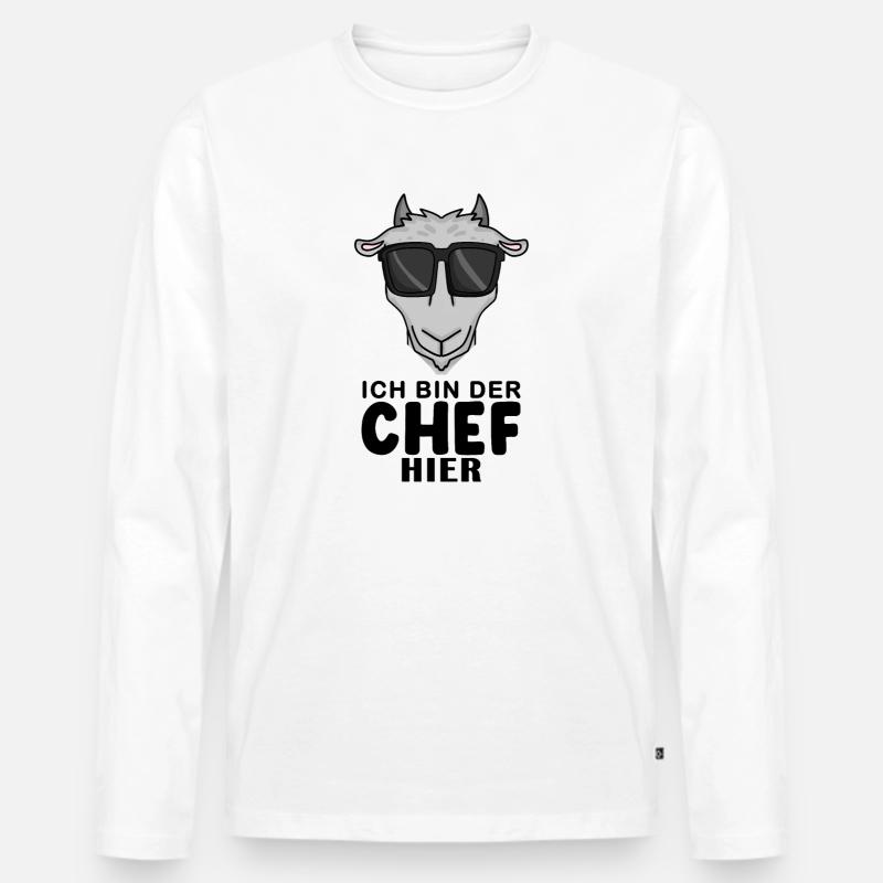 Cool Ziege Chef - Männer Premium Bio Langarmshirt - Weiß