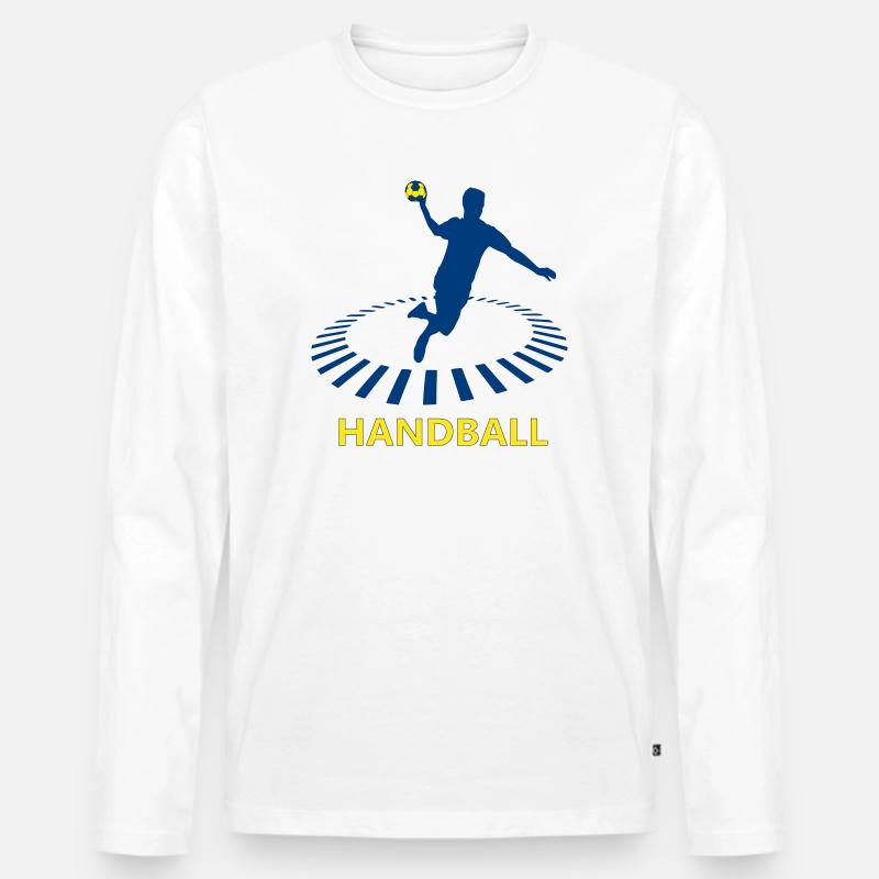 Handball - Männer Premium Bio Langarmshirt - Weiß