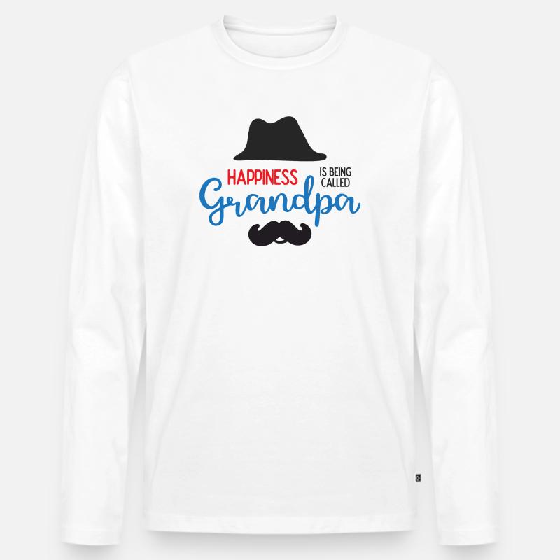 Happines wird Opa genannt - Männer Premium Bio Langarmshirt - Weiß