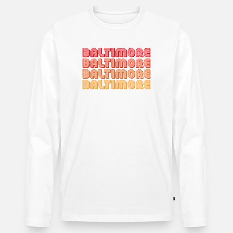 Baltimore Neon Gradient Repeats - Männer Premium Bio Langarmshirt - Weiß