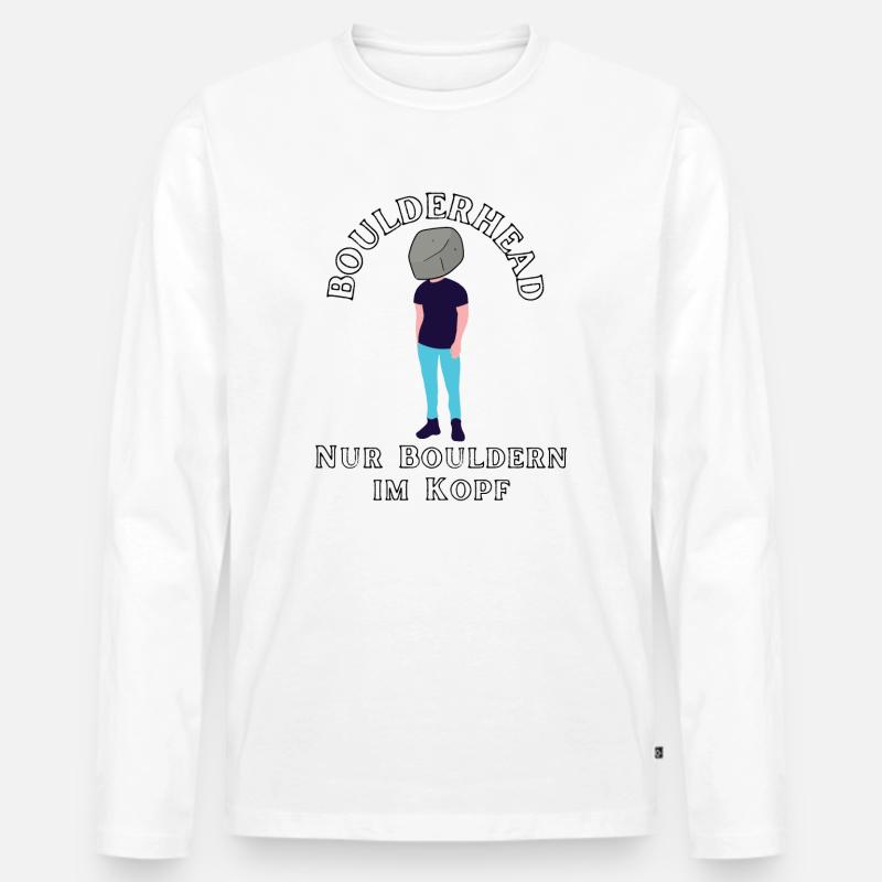 Boulderhead - Nur Bouldern im Kopf - Männer Premium Bio Langarmshirt - Weiß