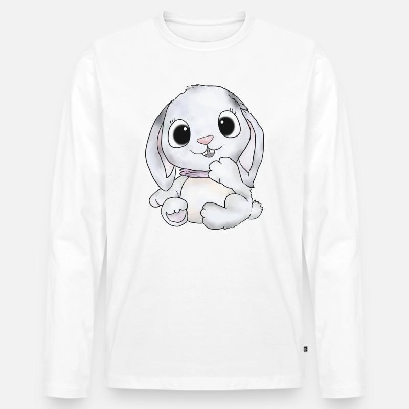 häschen in grau - Männer Premium Bio Langarmshirt - Weiß