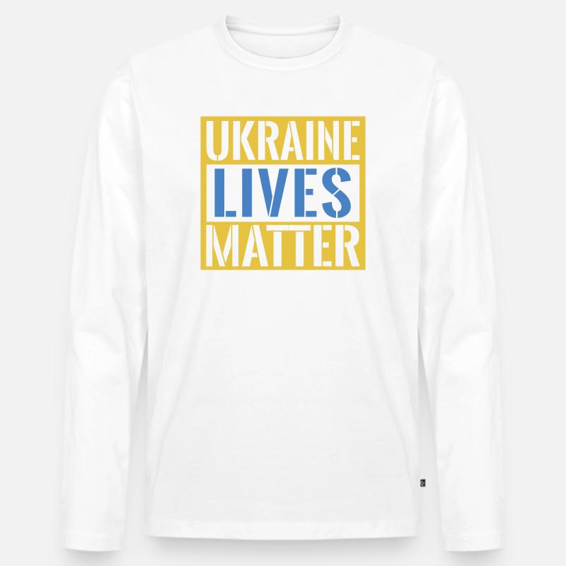 Ukraine Lives Matter Bold Statement - Männer Premium Bio Langarmshirt - Weiß
