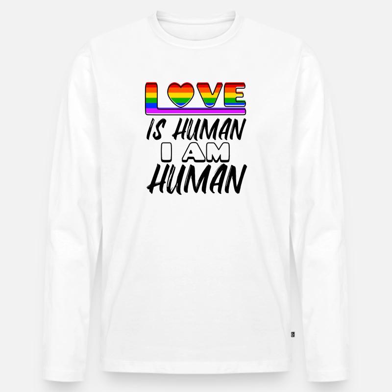 Liebe Regenbogen Menschenrechte Statement Lesben - Männer Premium Bio Langarmshirt - Weiß