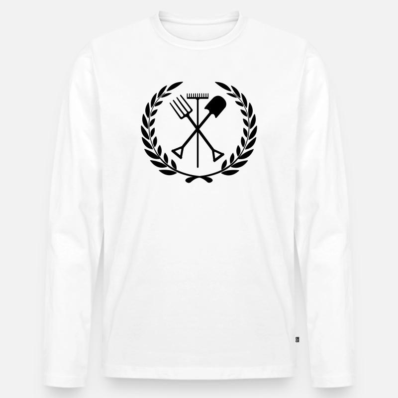 Gartengeräte Rechen, Schaufel, Mistgabel - Männer Premium Bio Langarmshirt - Weiß