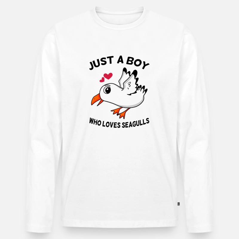 Möwe Spruch - Männer Premium Bio Langarmshirt - Weiß