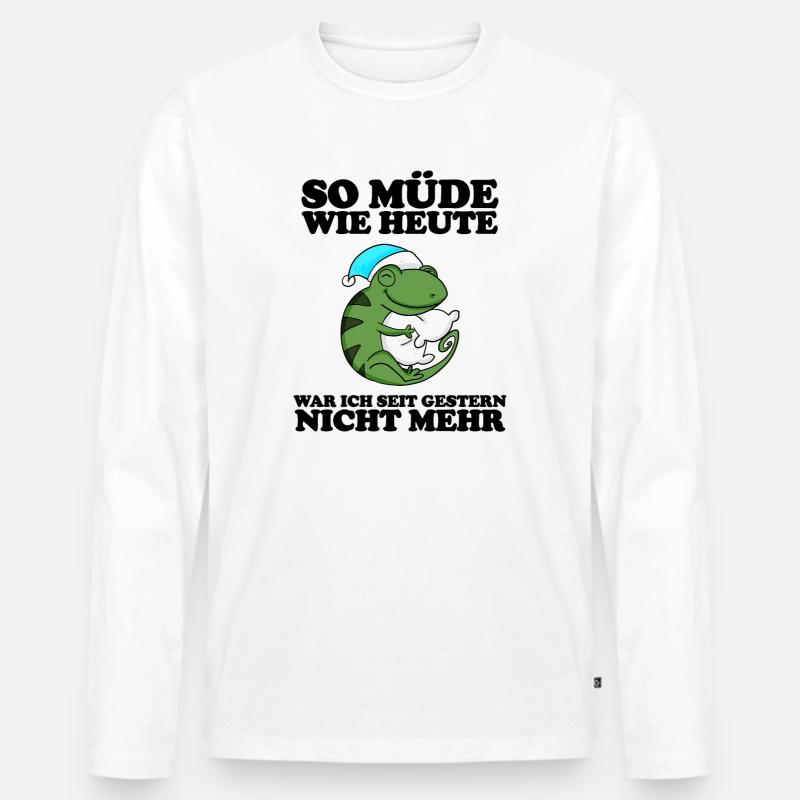 Müde Spruch lustig - Männer Premium Bio Langarmshirt - Weiß