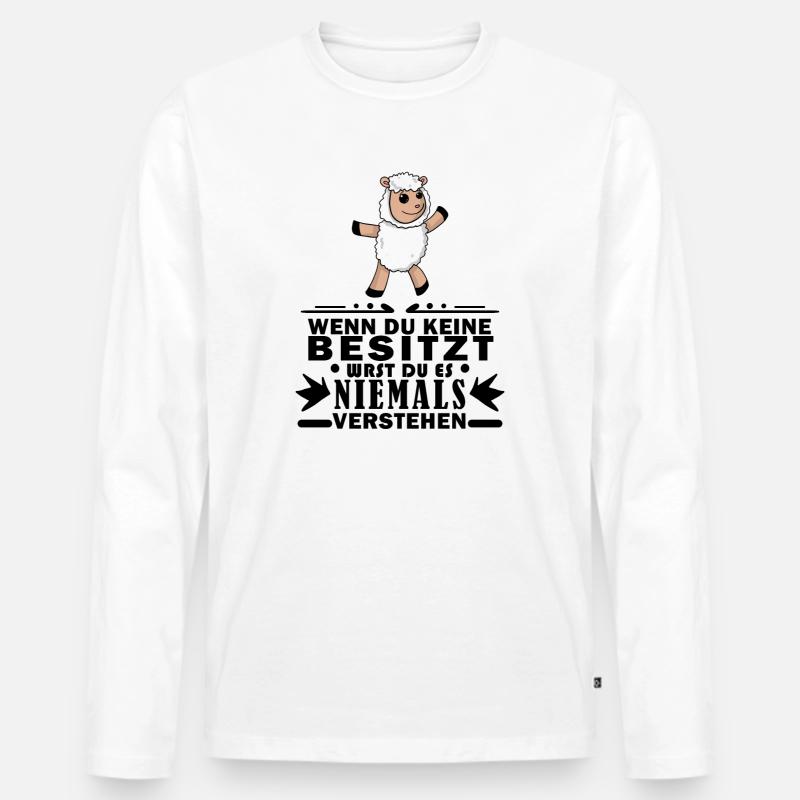 Schaf Schafe Spruch Sprüche - Männer Premium Bio Langarmshirt - Weiß