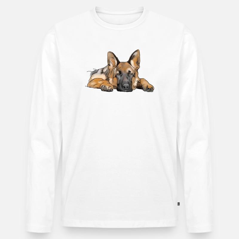 Schäferhund - Männer Premium Bio Langarmshirt - Weiß
