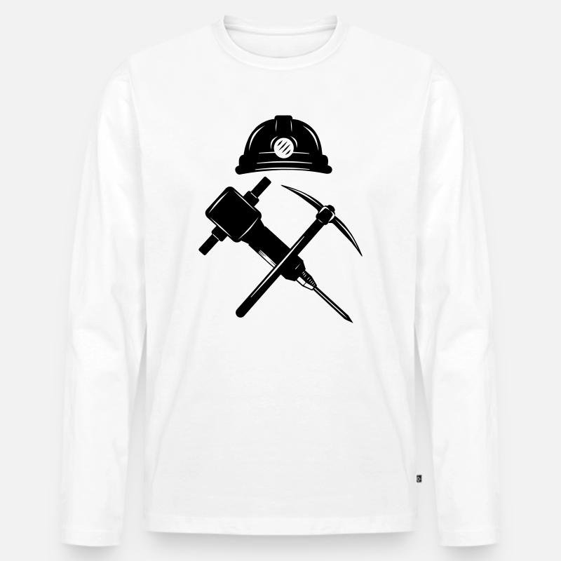 Spitzhacke und Krikhamer - Männer Premium Bio Langarmshirt - Weiß
