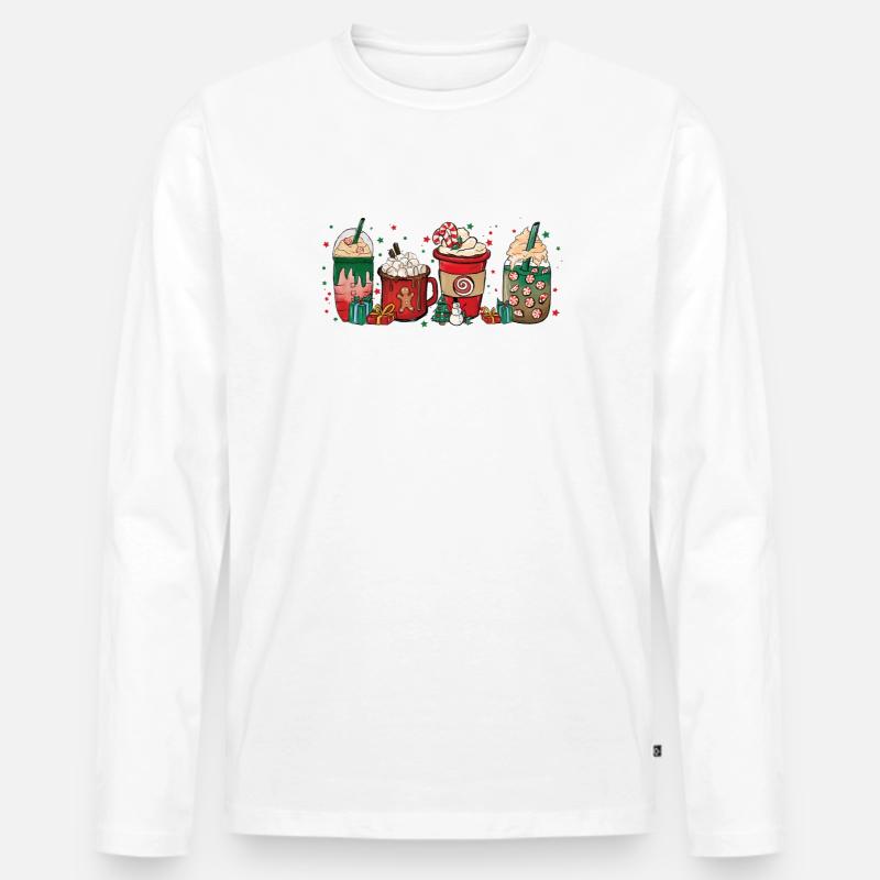 Weihnachts-kaffeetasse - Männer Premium Bio Langarmshirt - Weiß
