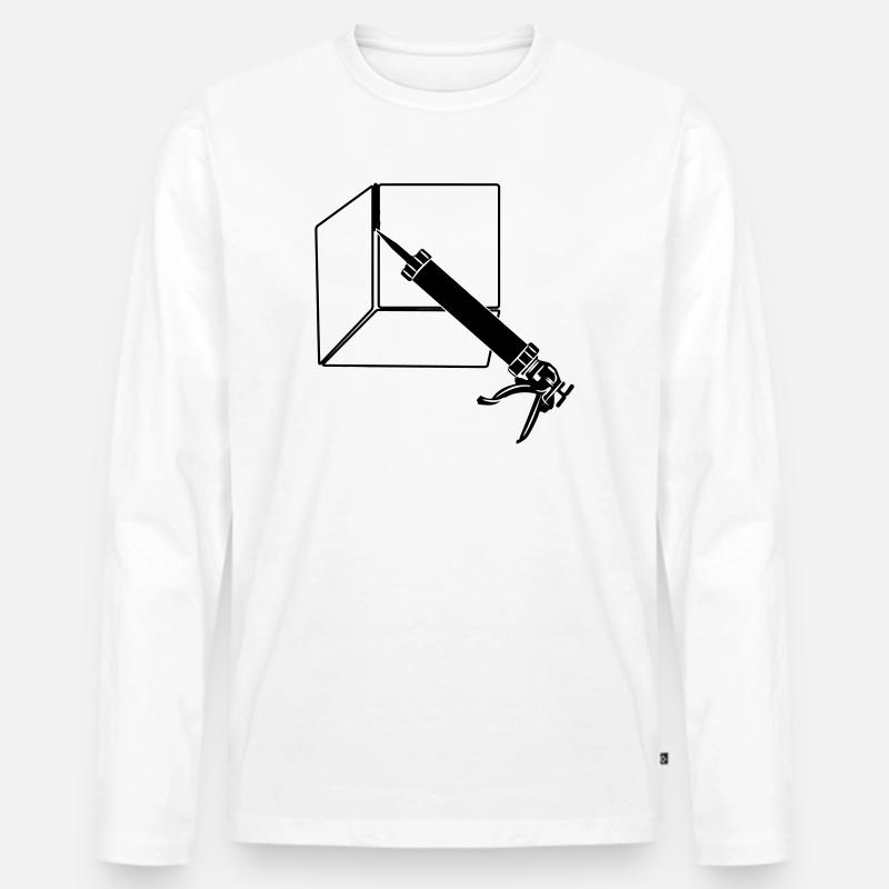 Abdichtungsspritze mit Fliesen - Männer Premium Bio Langarmshirt - Weiß