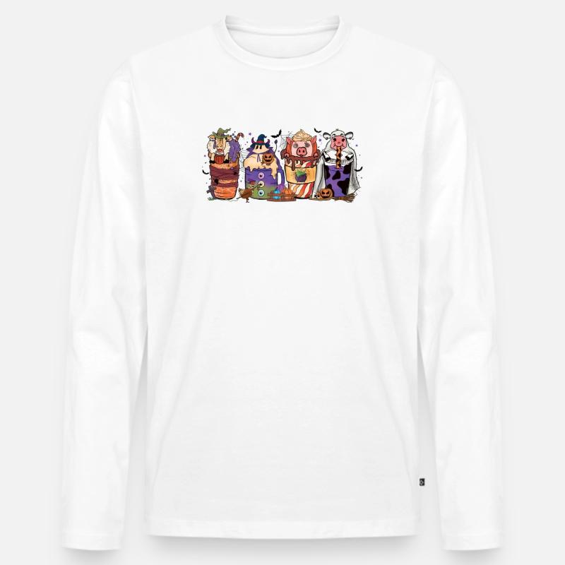 Herbst-heiße-schokolade-tasse Halloween - Männer Premium Bio Langarmshirt - Weiß